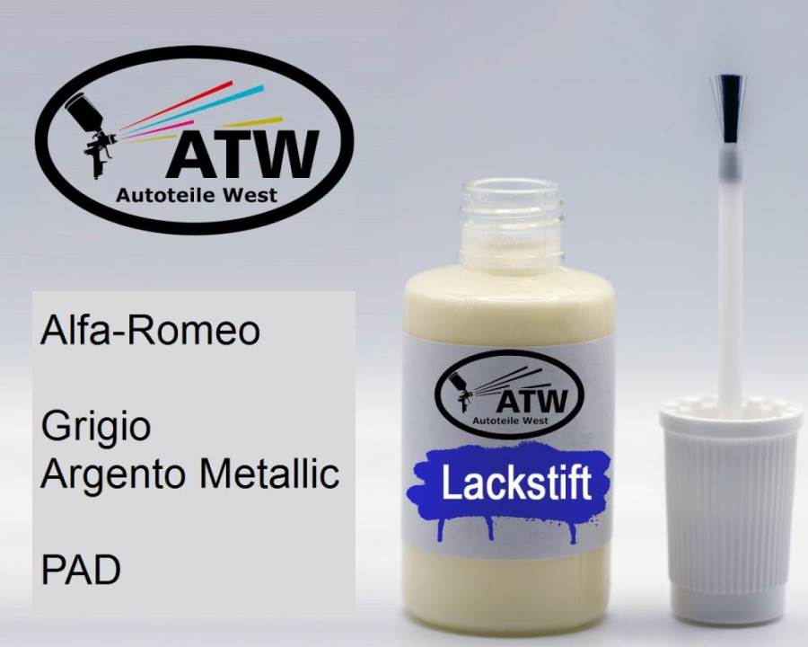 Alfa-Romeo, Grigio Argento Metallic, PAD: 20ml Lackstift, von ATW Autoteile West.